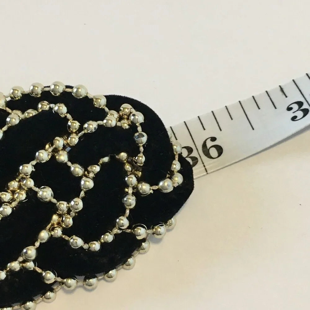 Vintage Amanda Smith Womens Belt Black Felt and Thin Gold Beading Woven Size S/M